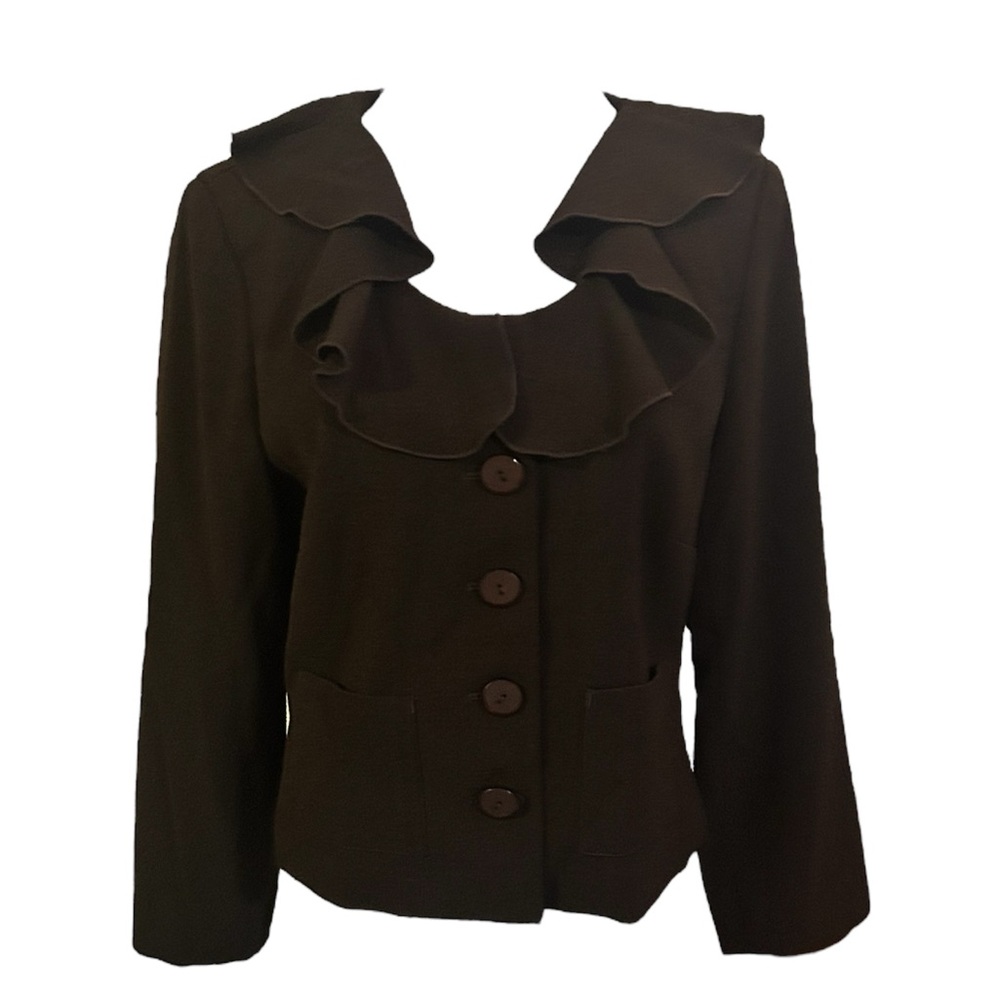 brown Ruffled Blazer medium-vintage suit blazer jacket popular by 80’s designer